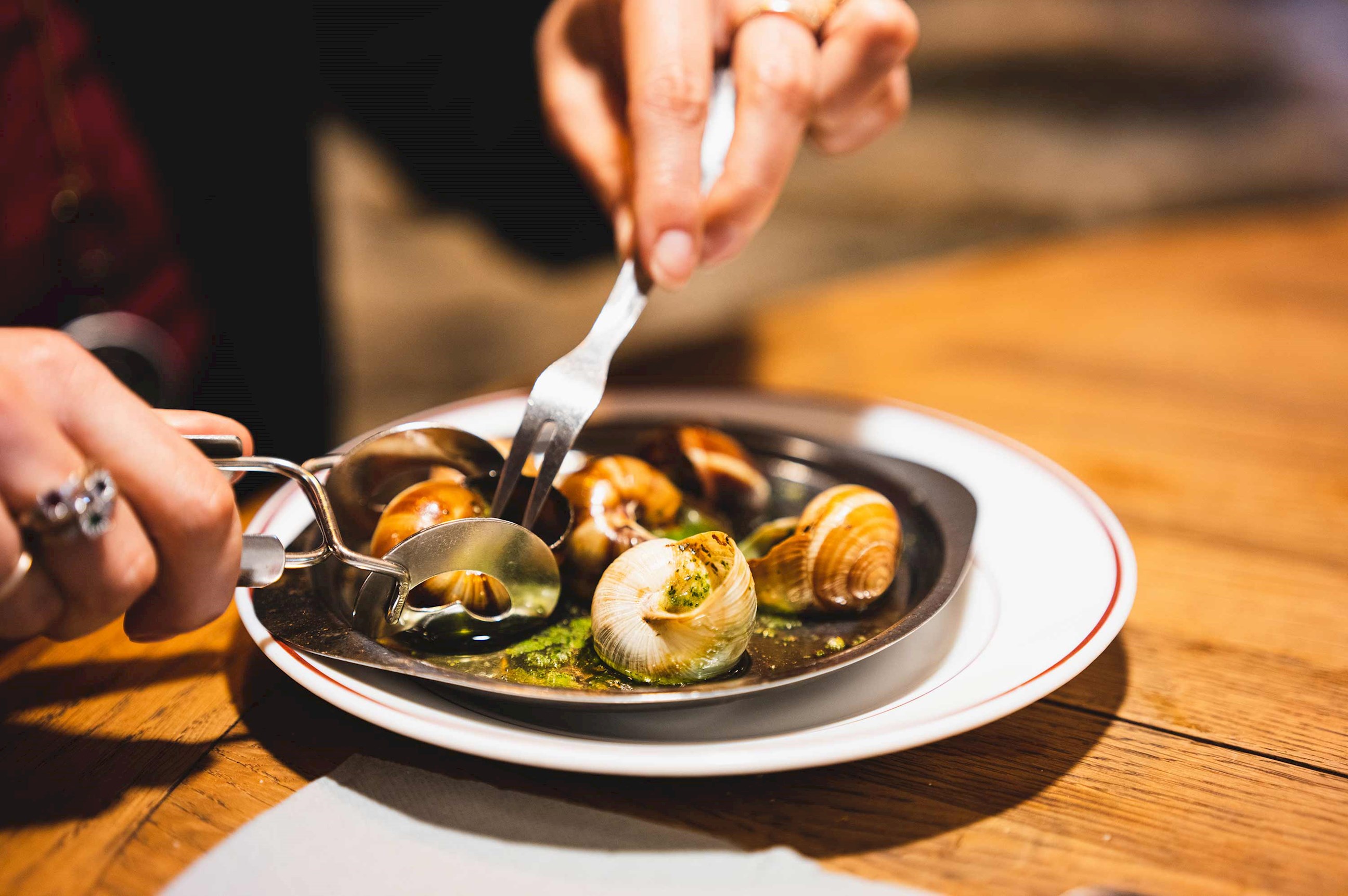 A plate of escargot in Loire Valley, France