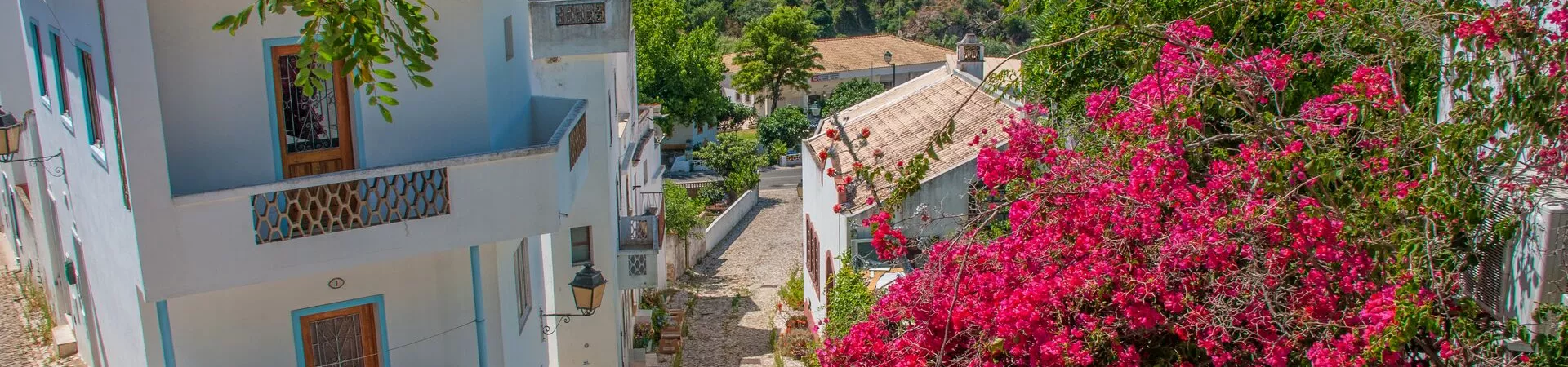 A pretty street in Faro, Portugal on a sunny day