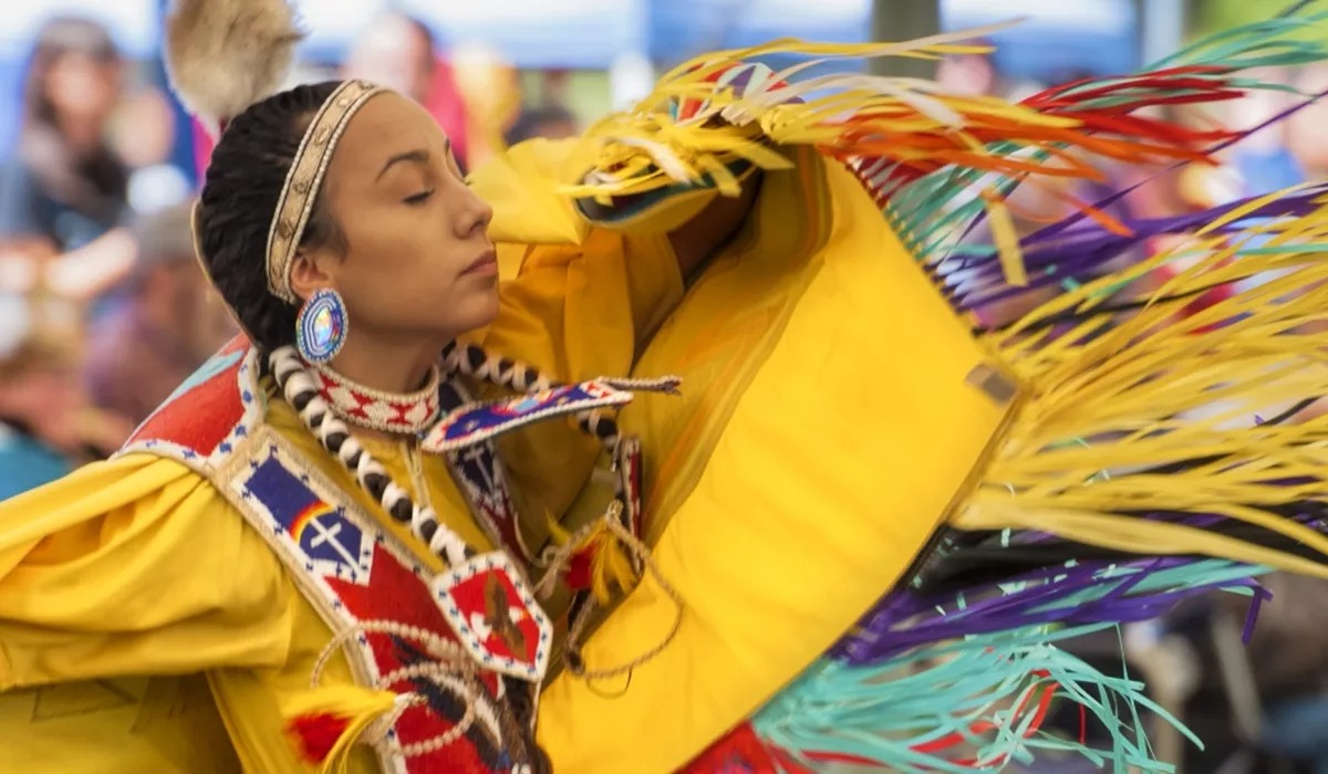 Woman in costume with closed eyes