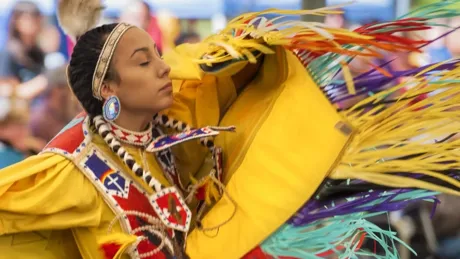 Woman in costume with closed eyes