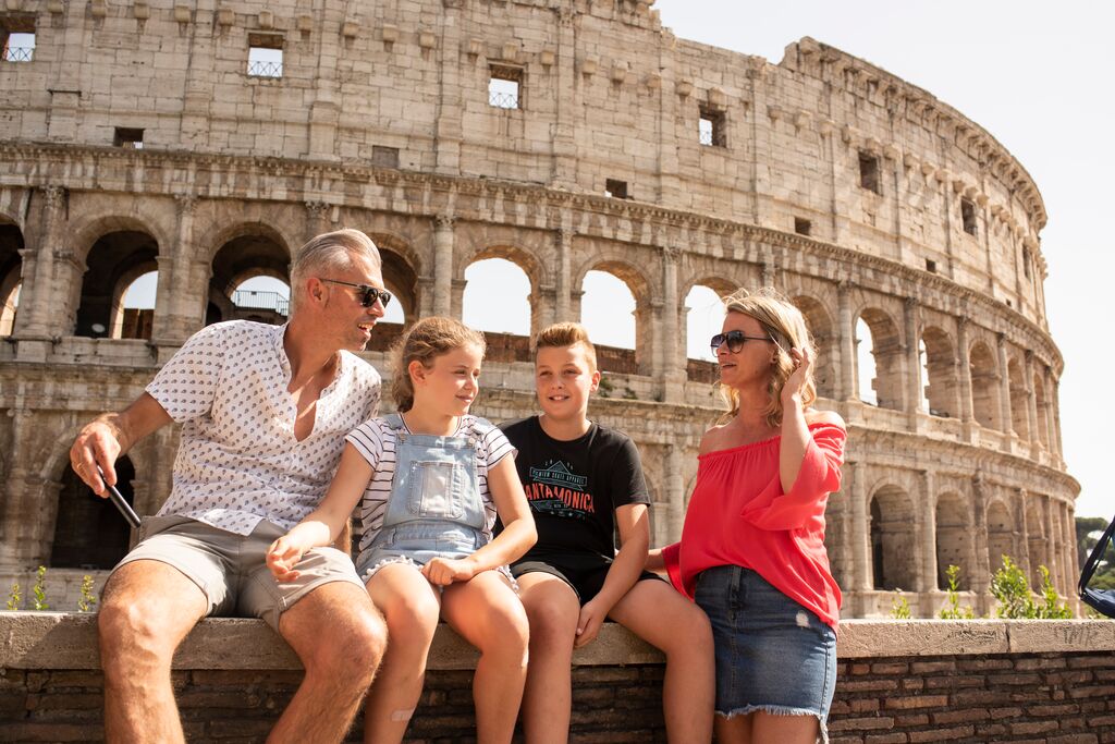 Family travel in Rome Colosseum, Italy
