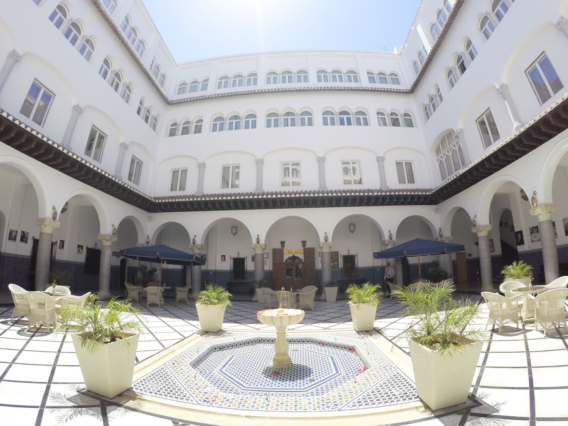 Internal piazza of El Minzah Hotel in Tangier, Morocco 