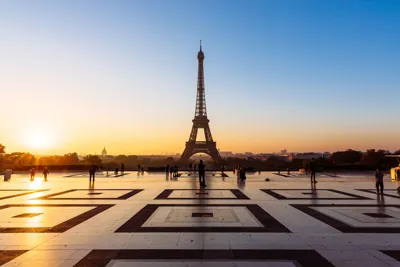View of the Eiffel Tower from Trocadero Square in Paris, France
