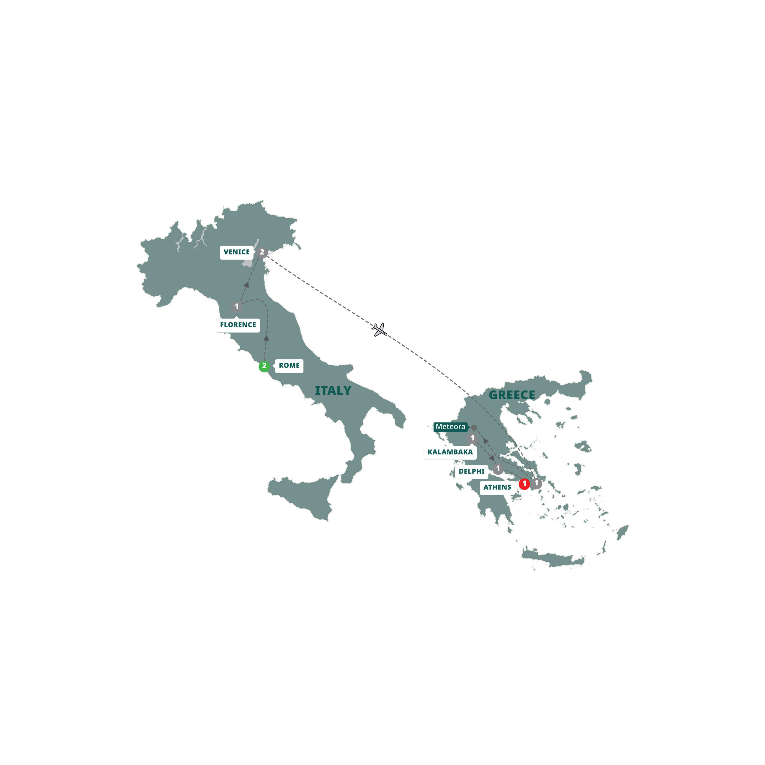 Best Italy Greece Guided Tour Map 2026