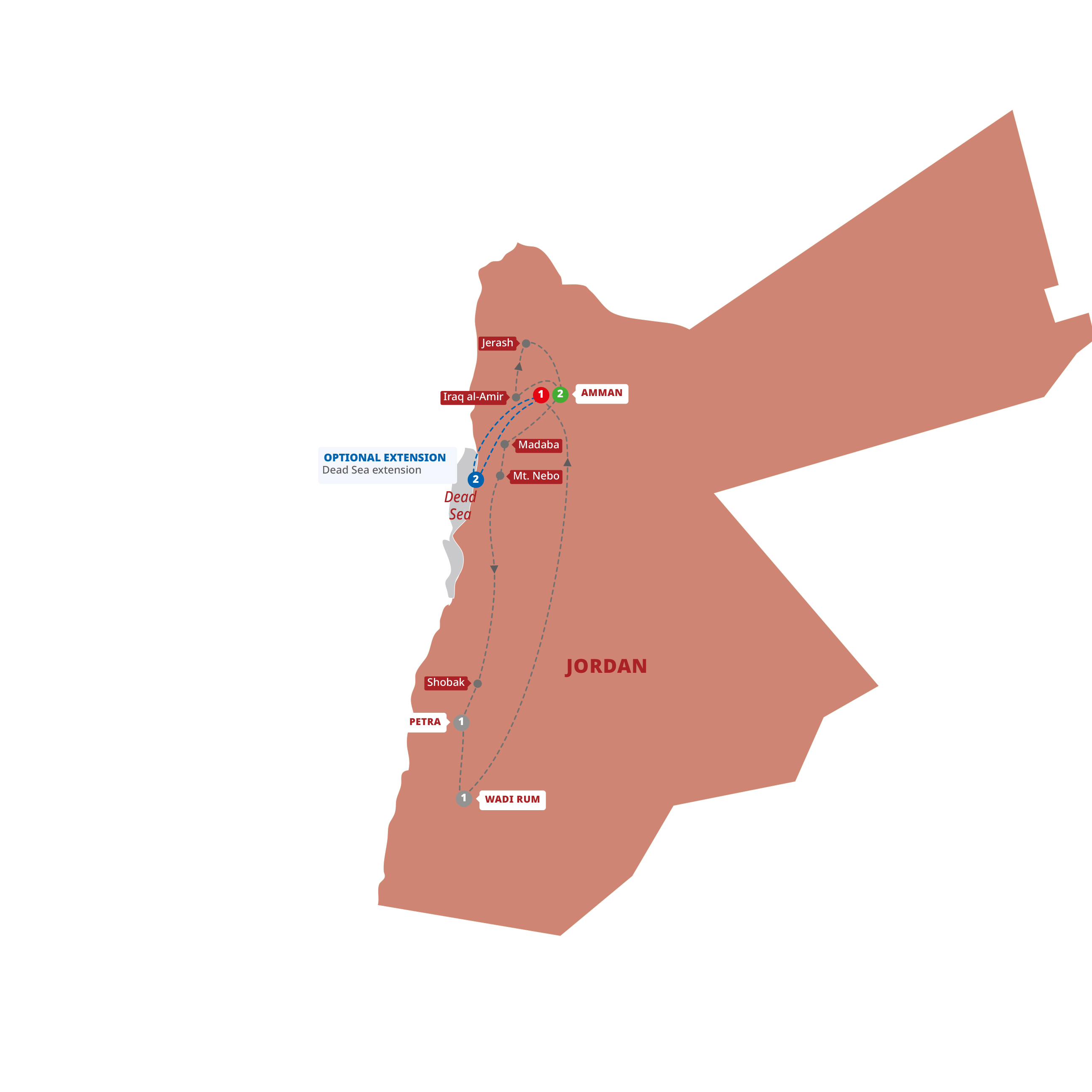Jordan Experience Guided Tour Map