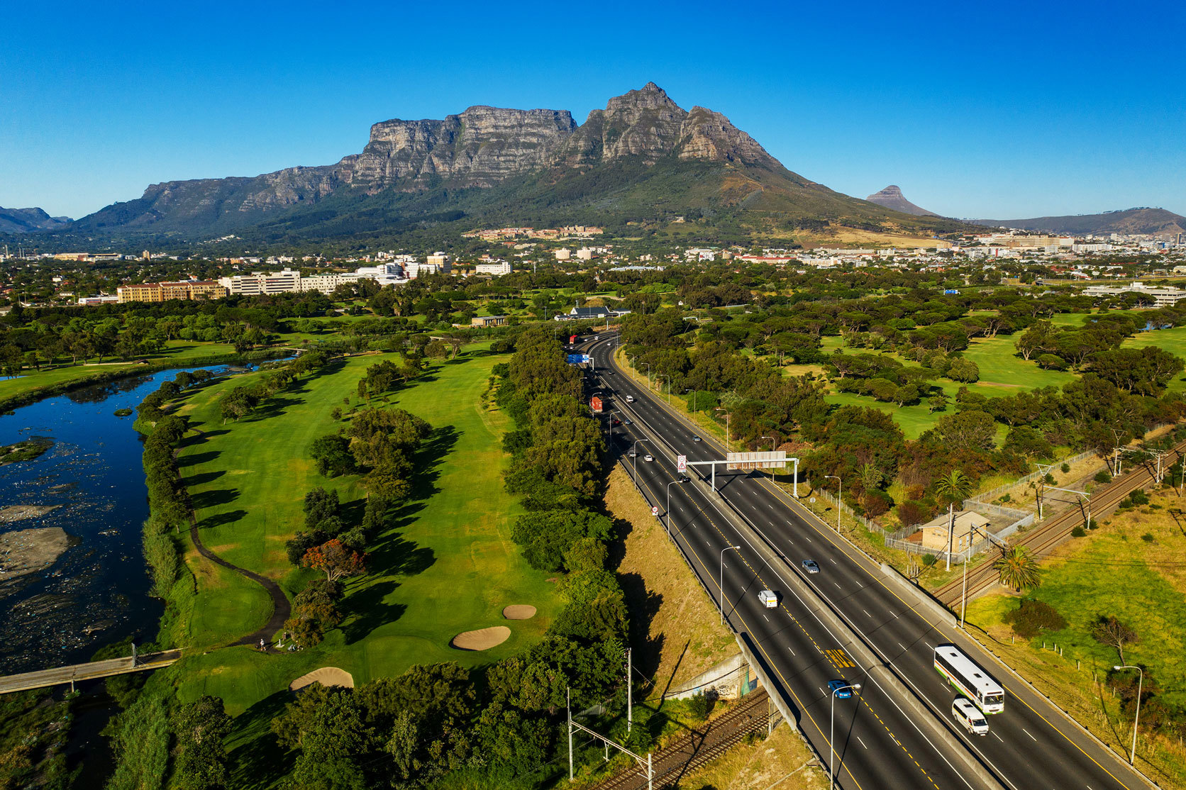 The N2 highway going into Cape town, South Africa