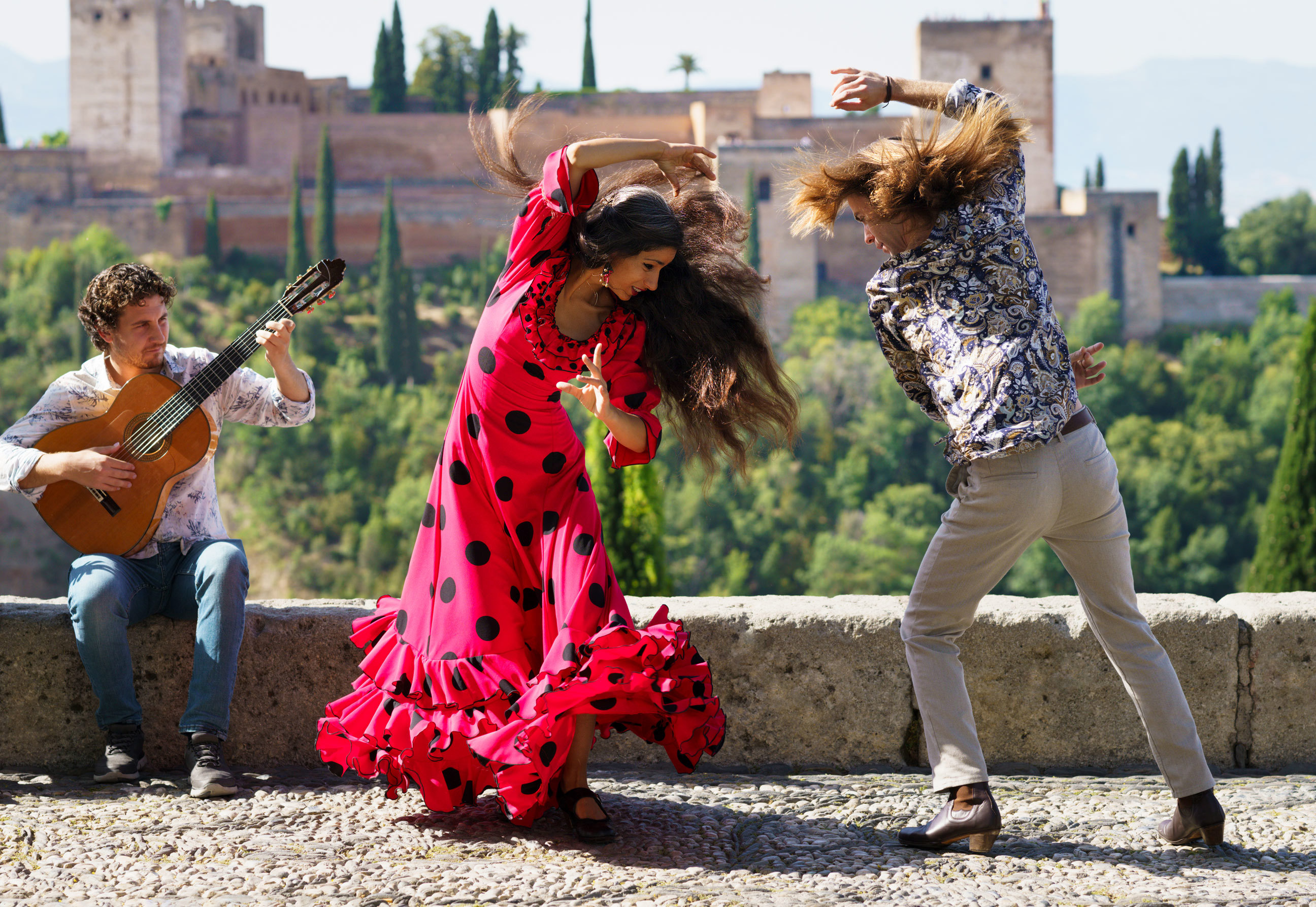 Two flamenco dancers in Seville, Spain