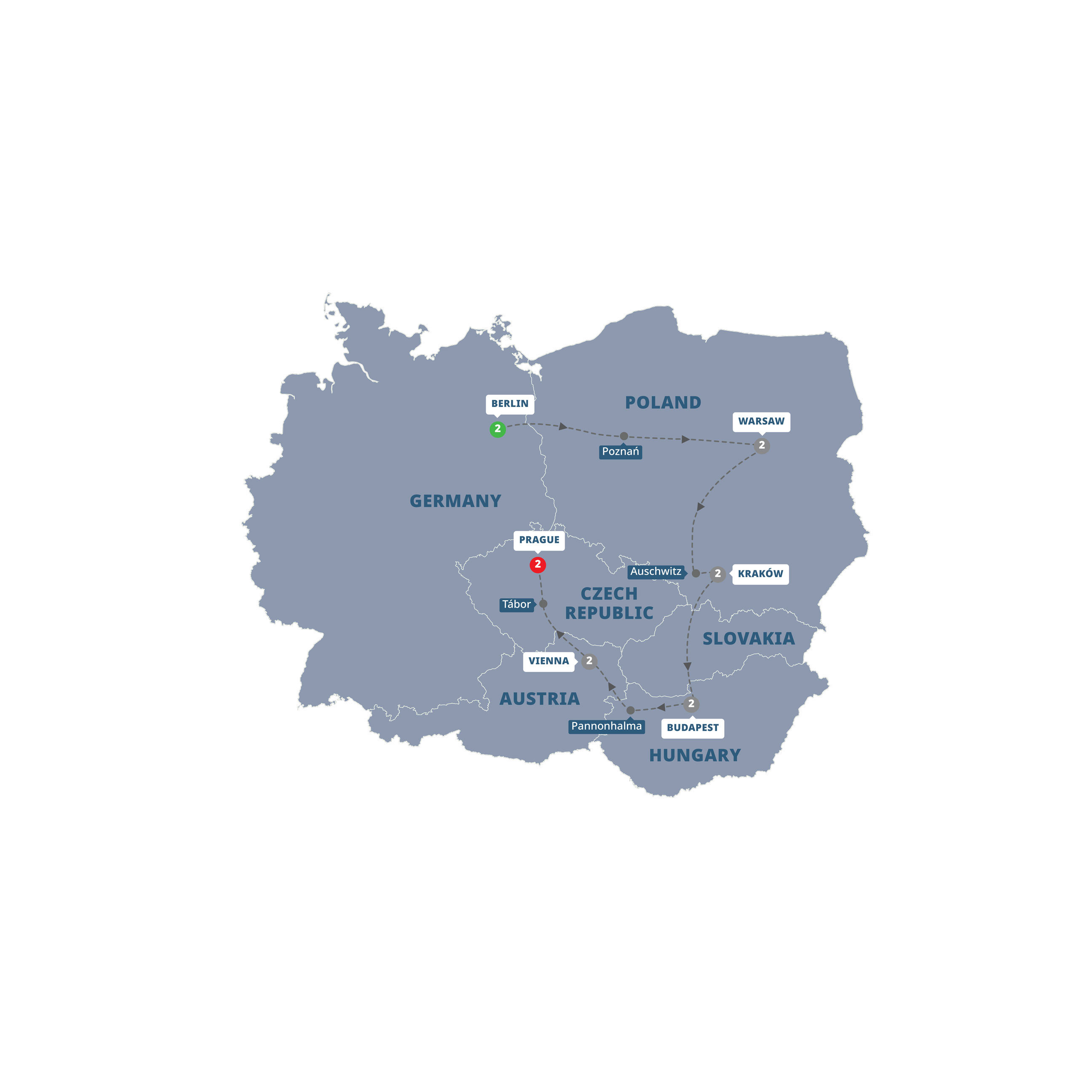 Bohemian Highlights Guided Tour Map 2026