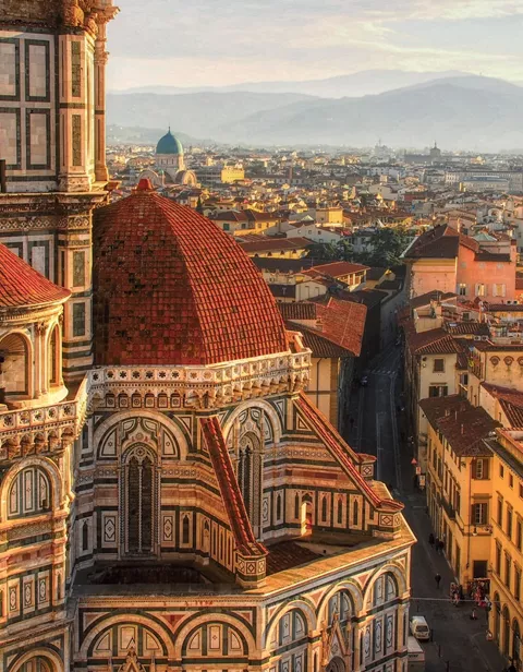 Florence Tuscany at sunset as seen from the Duomo