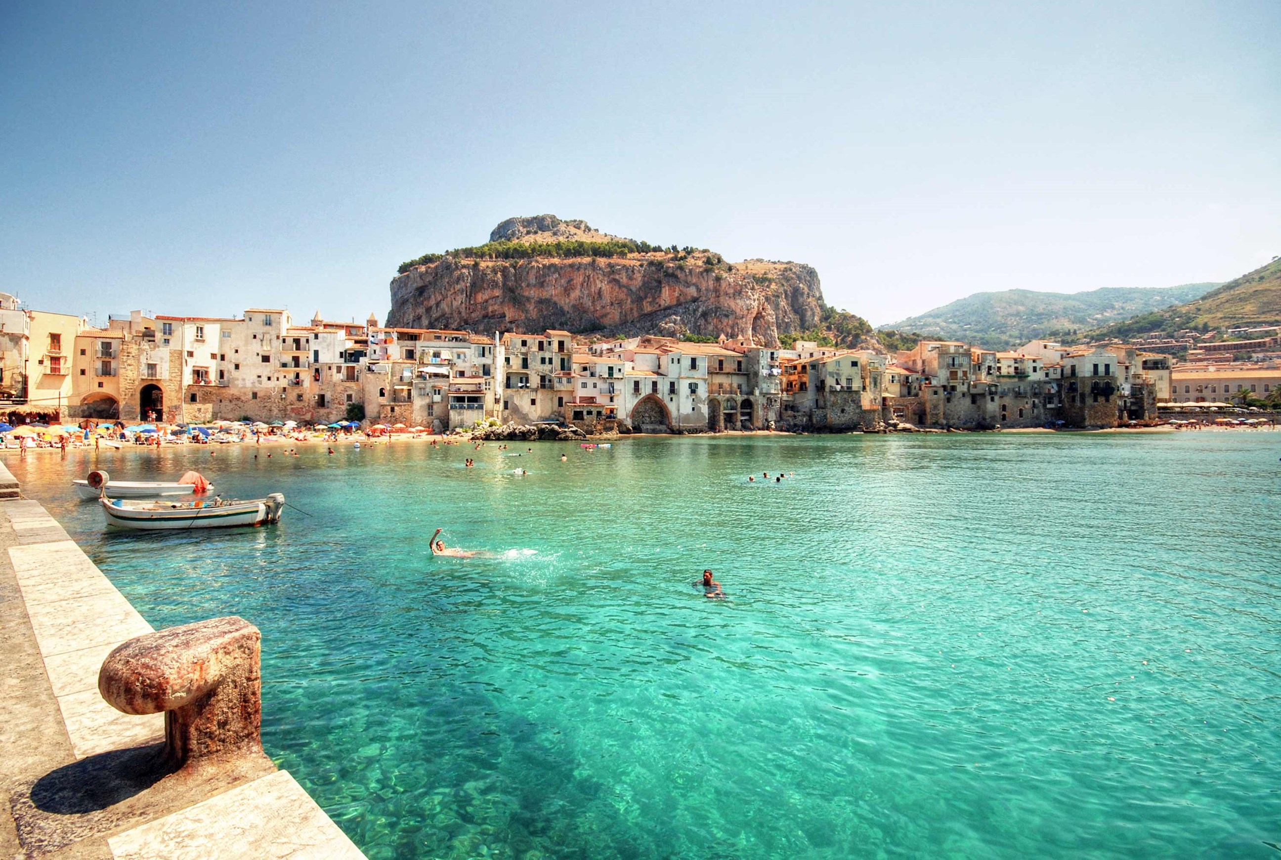 A view of the coast of Cefalu, Italy