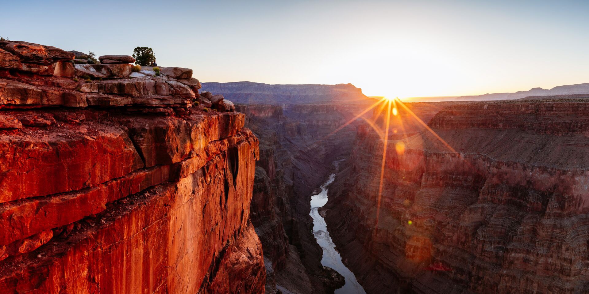 Grand Canyon and river at sunrise in USA