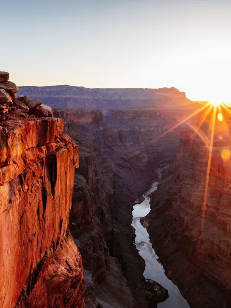 Grand Canyon and river at sunrise in USA