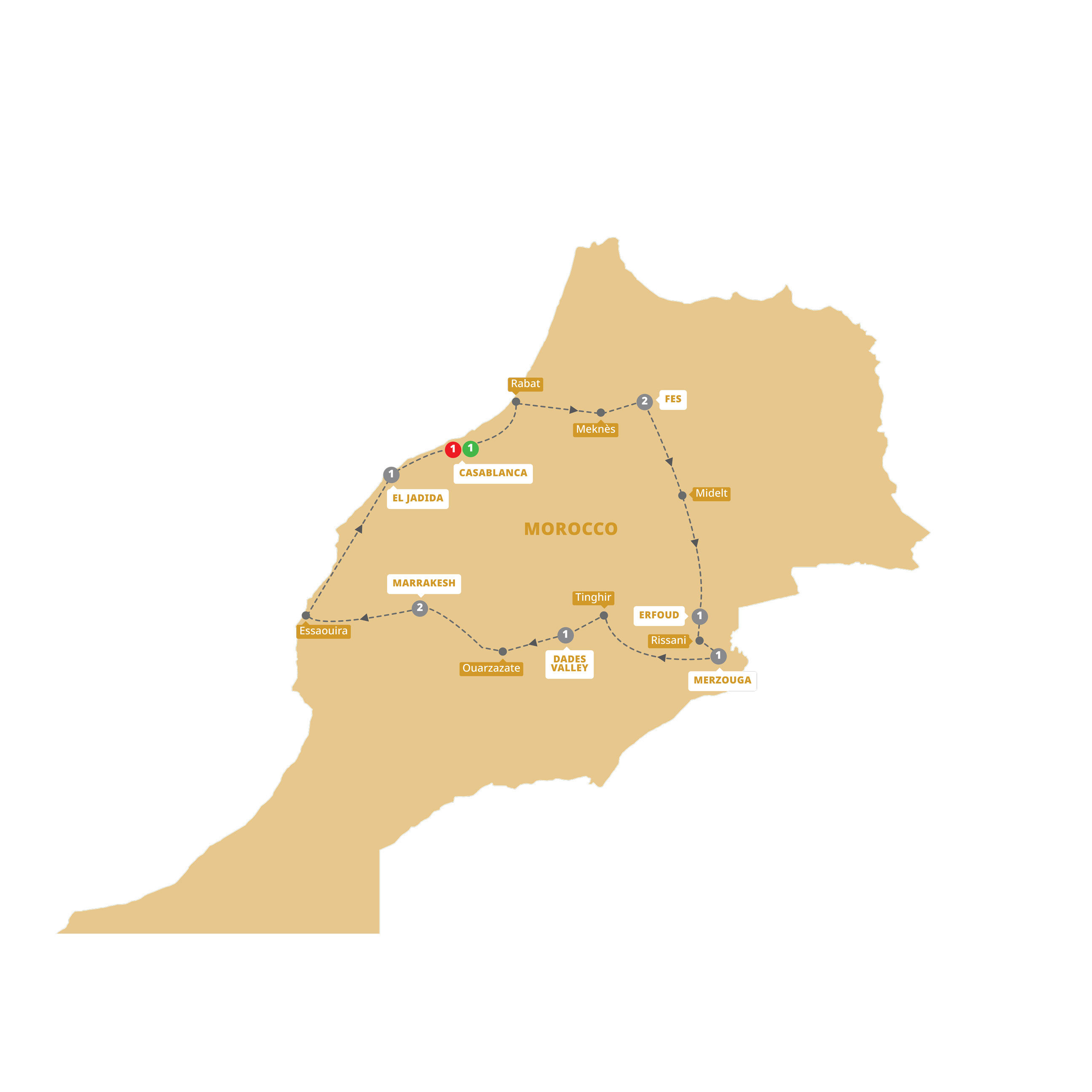 Best Morocco Guided Tour Map 2025