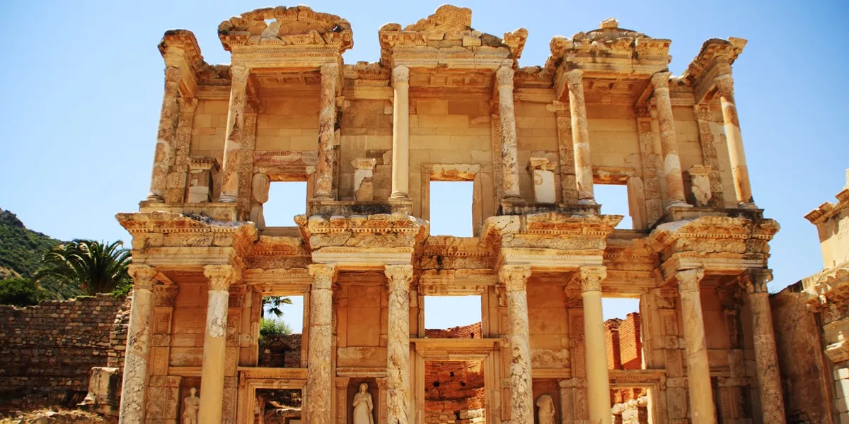 Ephesus Celsus Library in Turkey by day
