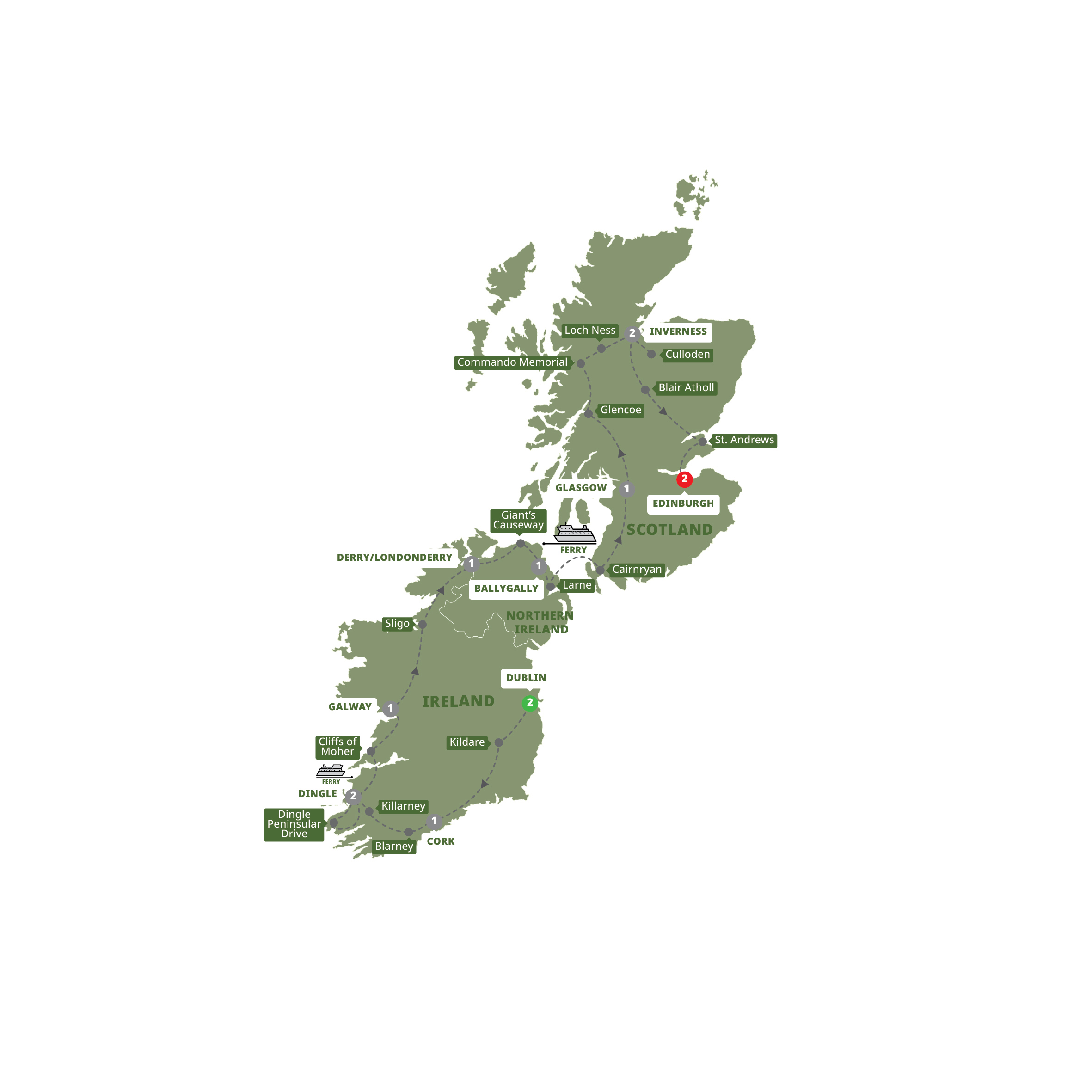 Map Best Ireland Scotland Guided Tour B935 27