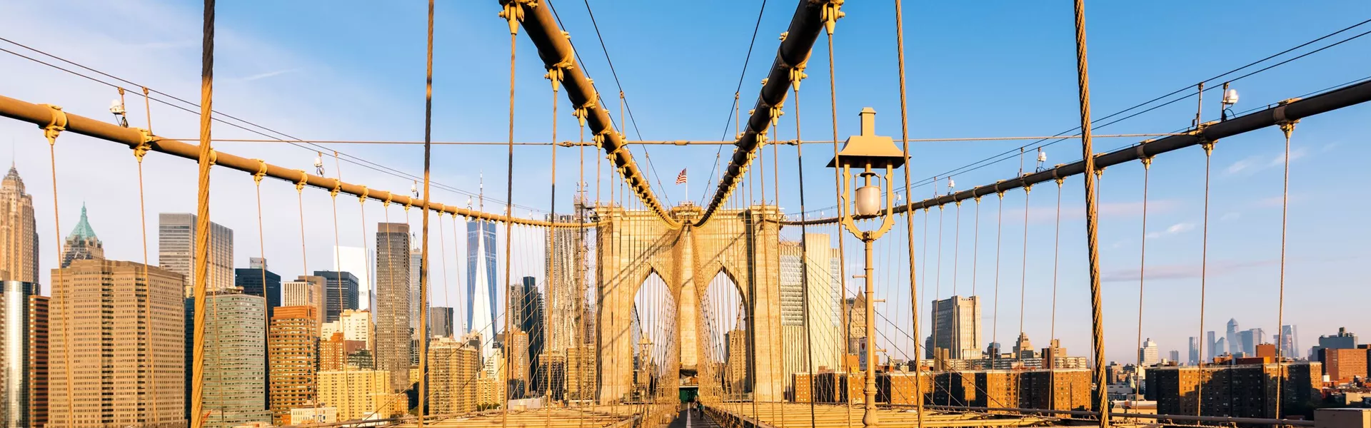 Brooklyn Bridge and Manhattan skyline in the morning, New York, USA