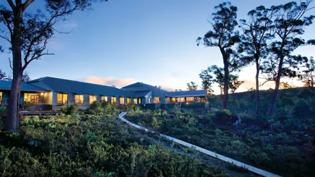 Path heading to Cradle Mountain Hotel in Tasmania, Australia