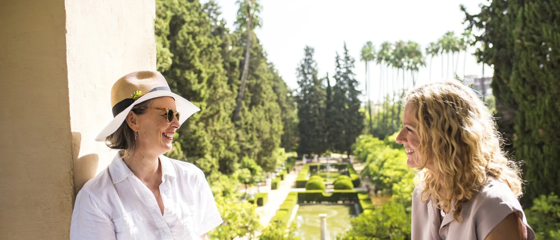 Tourists seating in the garden