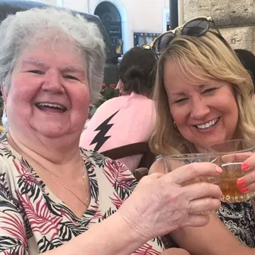 smiling women during a trip in Rome