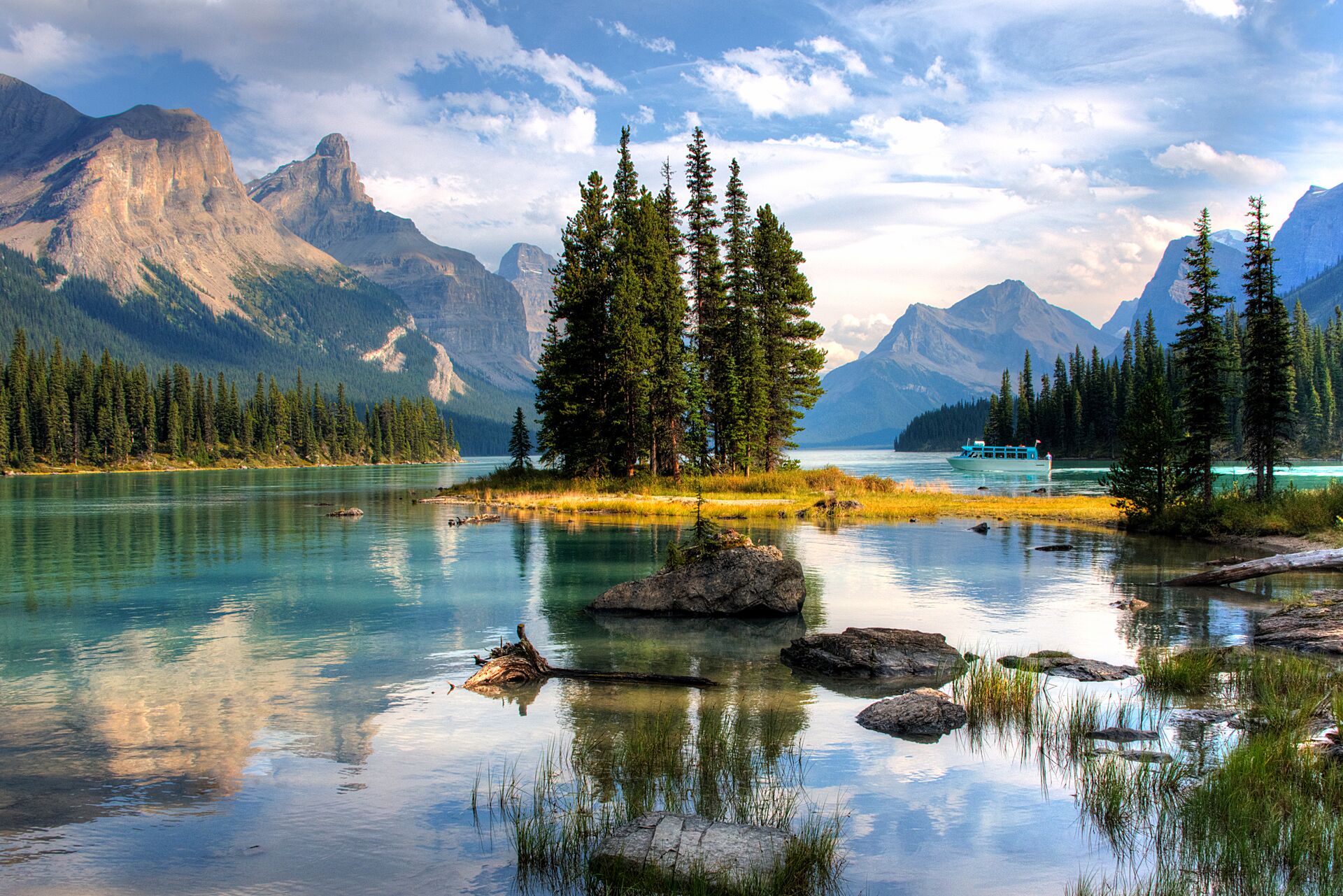 Spirit Island in Jasper National Park, Alberta, Canada