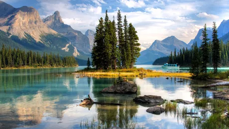 Spirit Island in Jasper National Park, Alberta, Canada