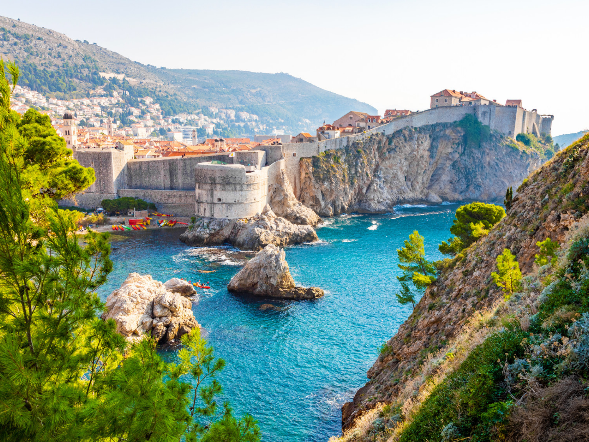 Buildings on high cliffs in Dubrovnik