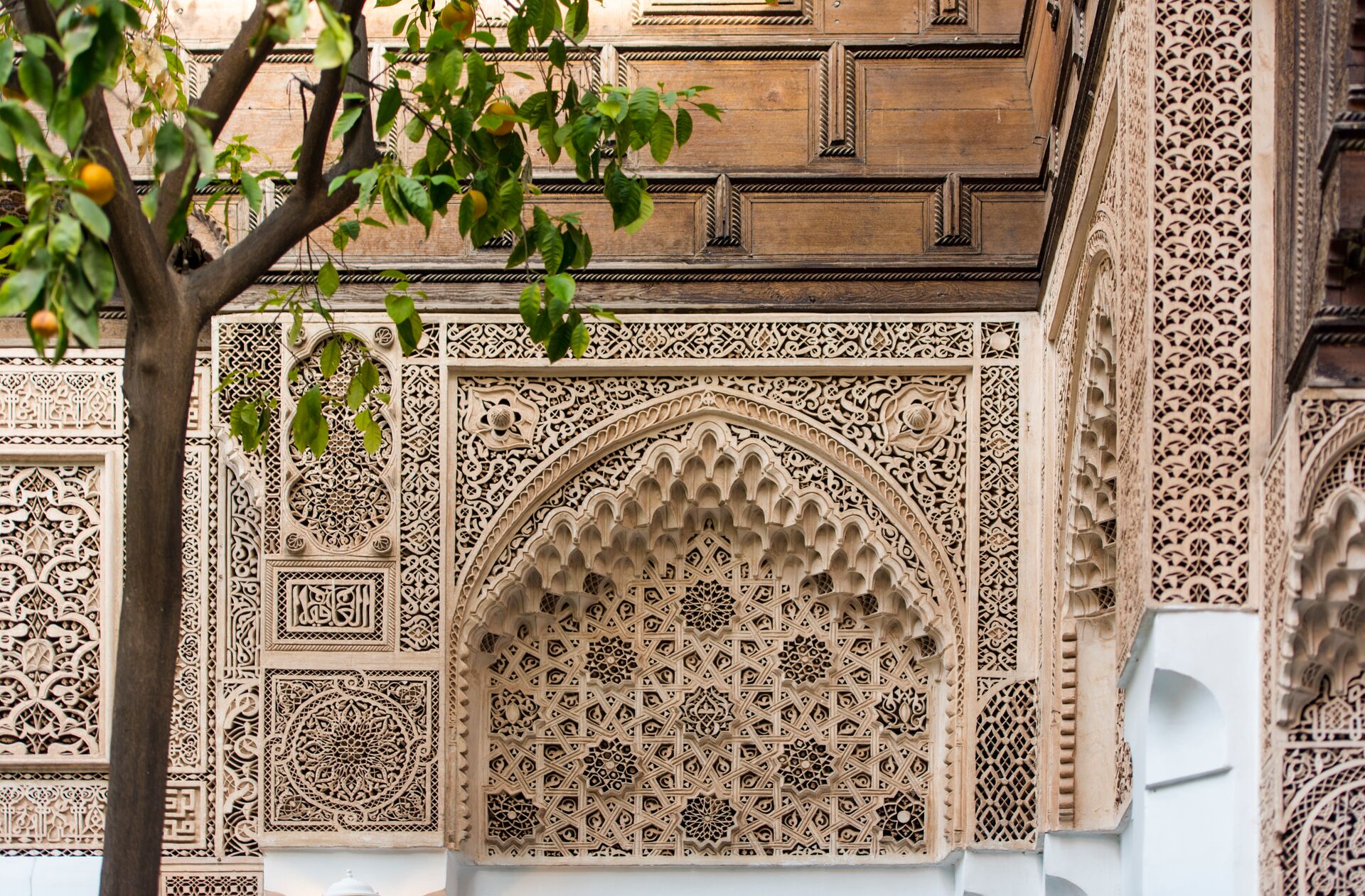 Details Of Interior Of Bahia Palace In Marrakesh, Morocco