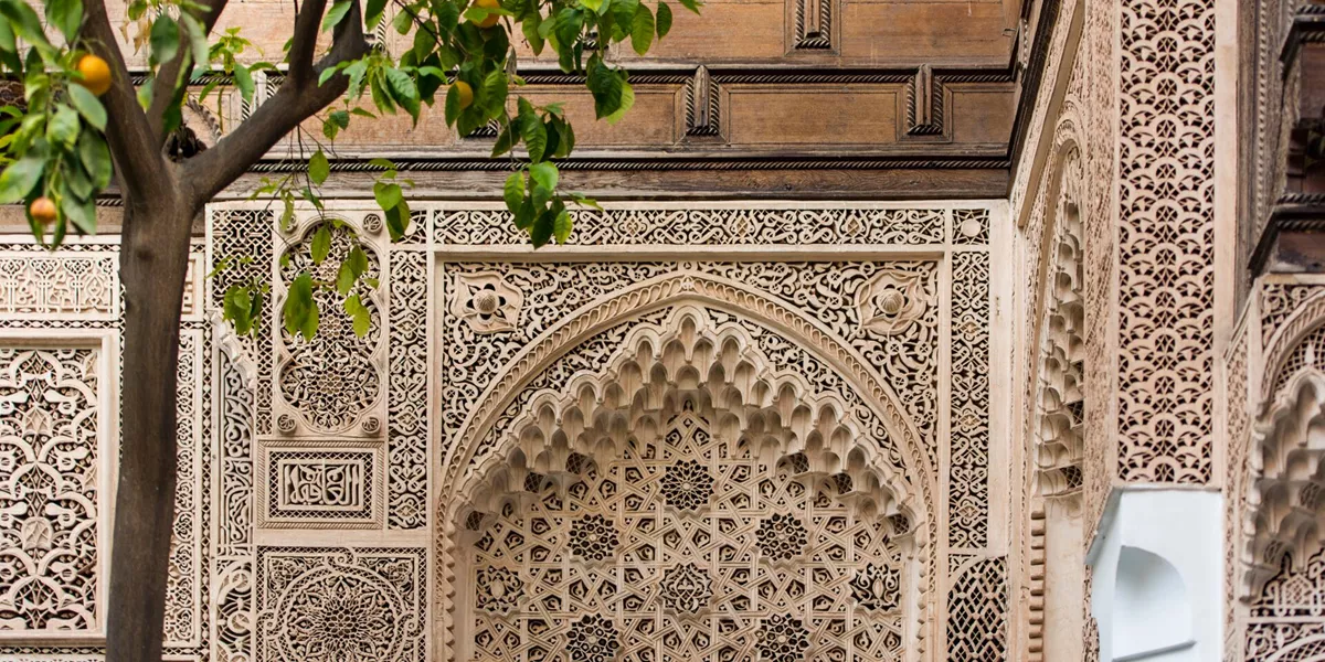 Details Of Interior Of Bahia Palace In Marrakesh, Morocco