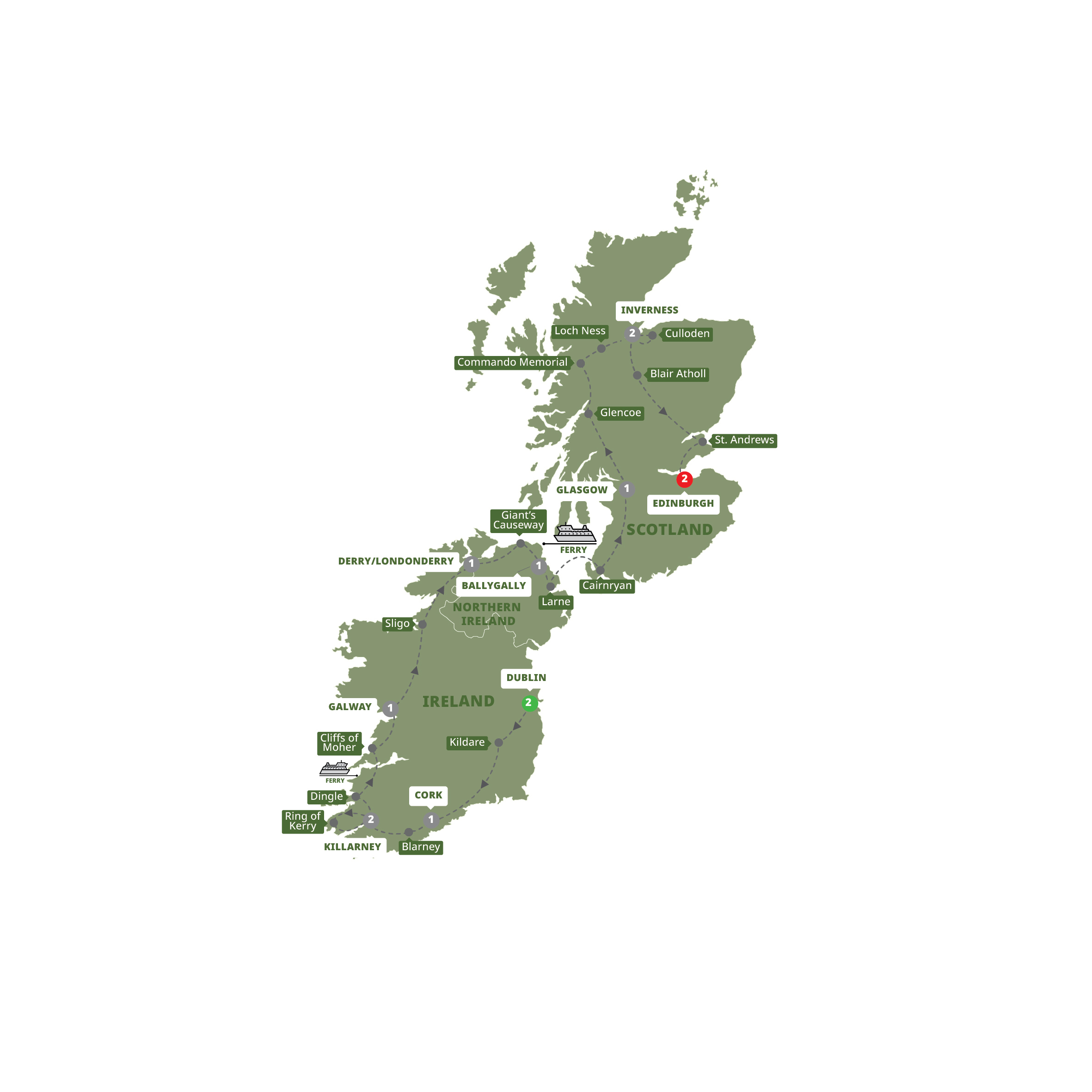 Map Best Ireland Scotland Guided Tour YB935 27