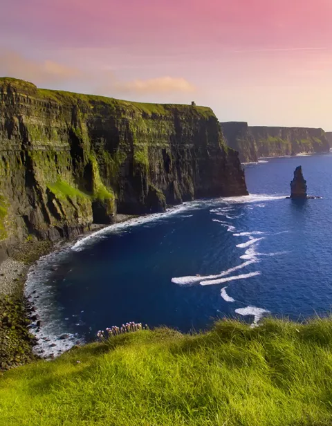 Sunset over the cliffs of Moher in Ireland
