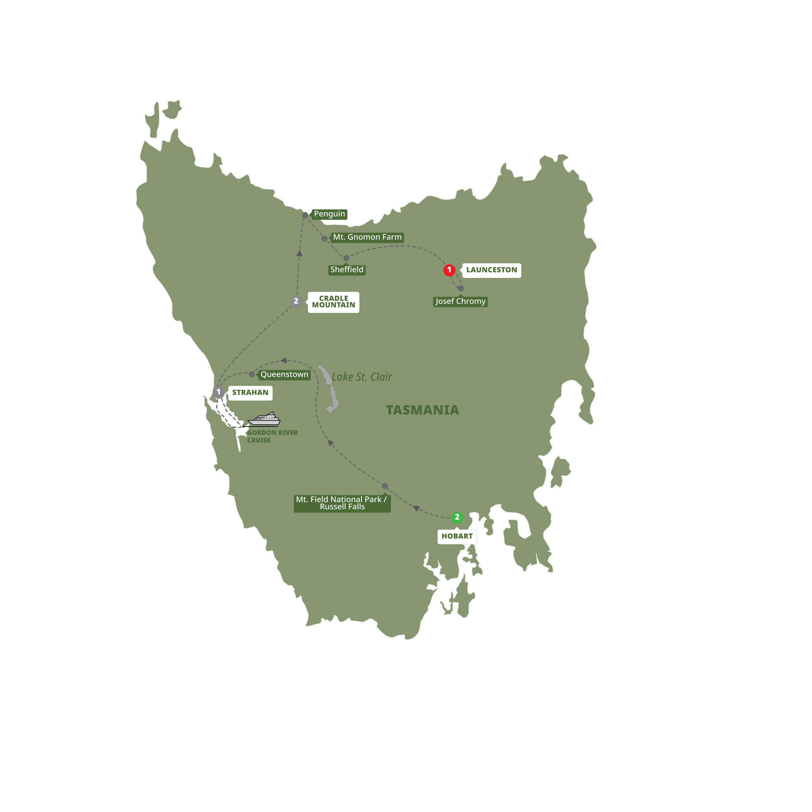 Tassies Parks Nature Guided Tour Map 2024