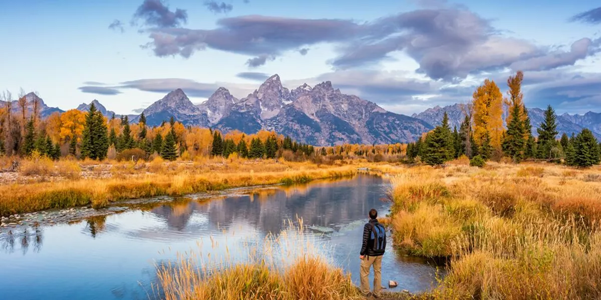 Medium Hiker In Grand Teton National Park USA 1055707216