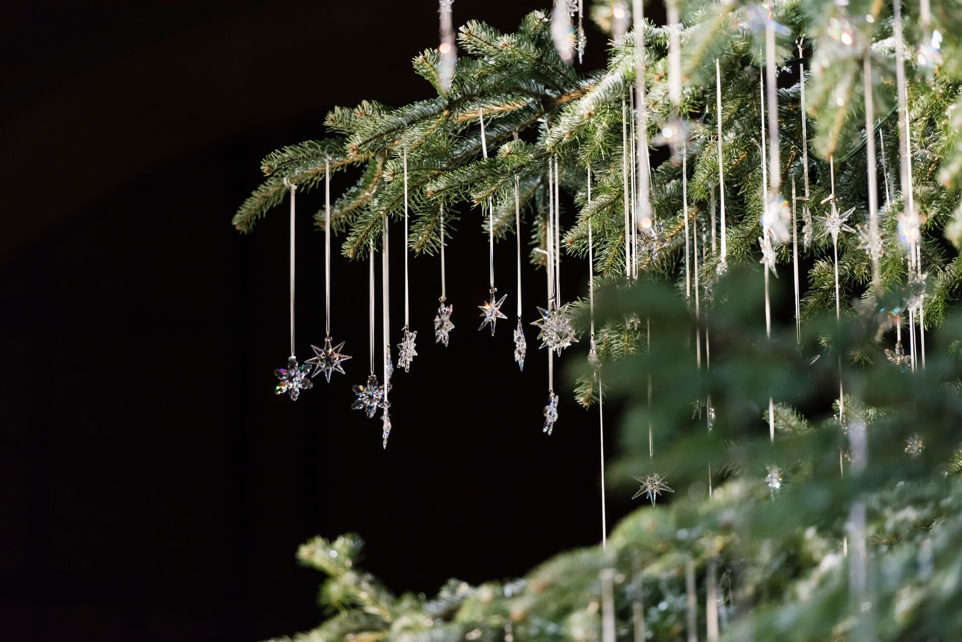 Glittering Glass Decoration On Christmas Tree