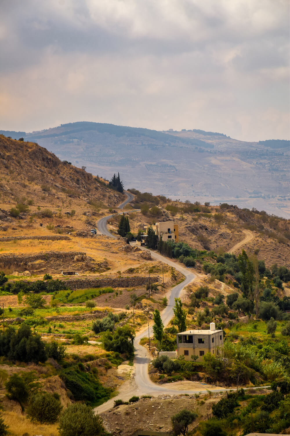 Cottages amidst sandy hills in Jordan