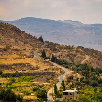 Cottages amidst sandy hills in Jordan