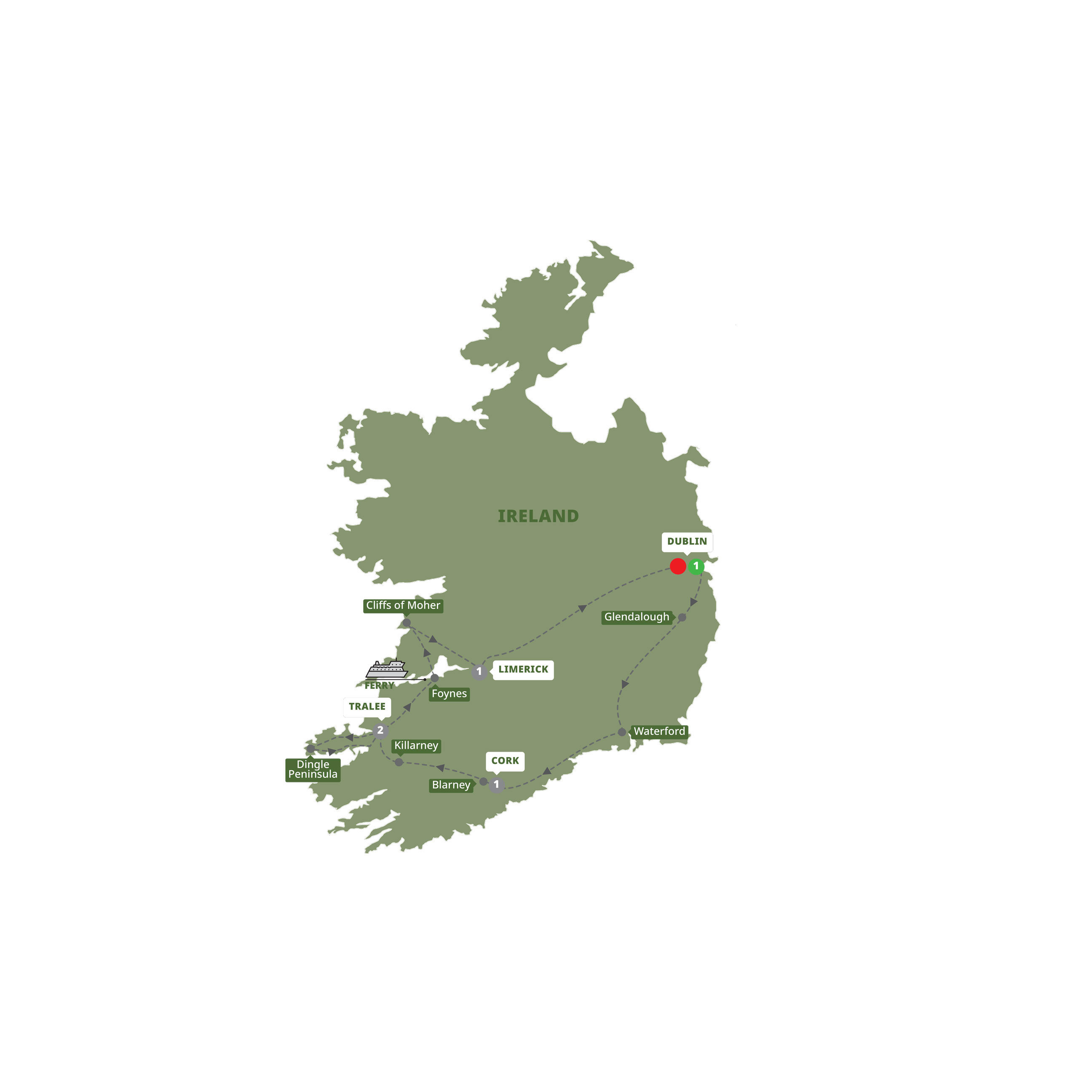 Treasures Ireland Dunblin Dunblin Guided Tour Map 2025
