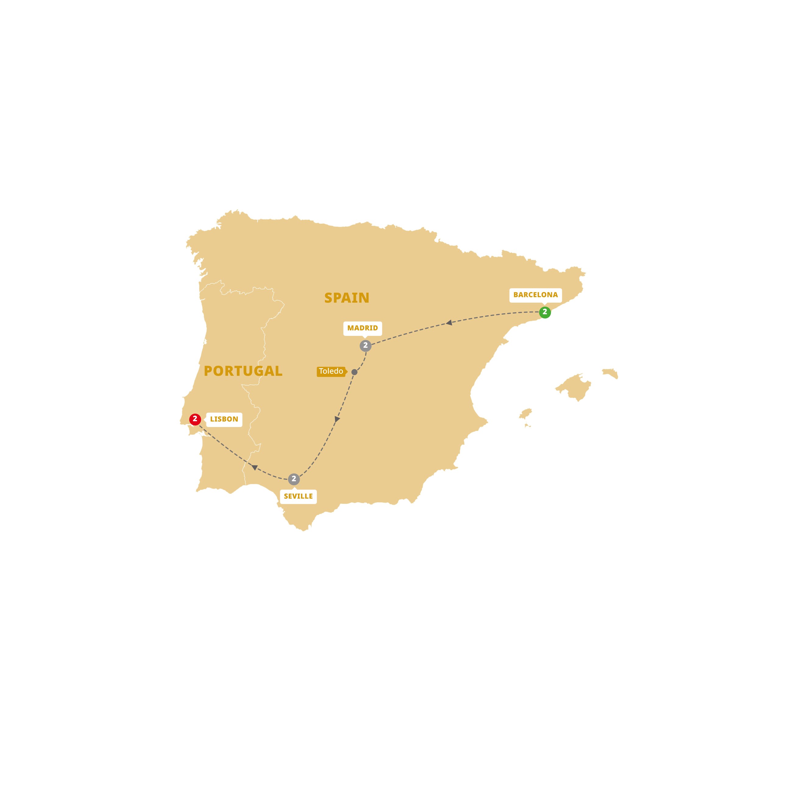 Great Iberian Cities Guided Tour Map