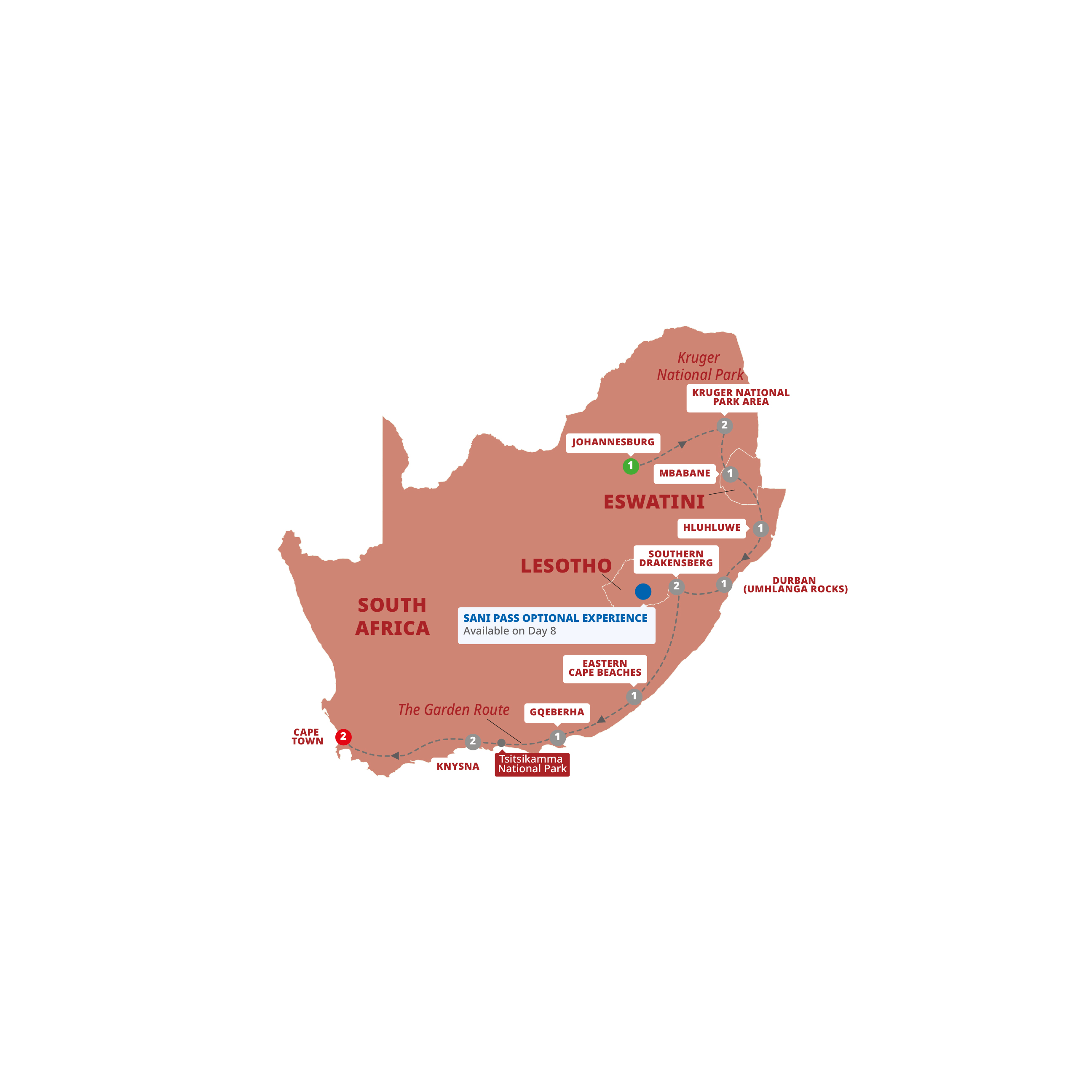 Best South Africa Guided Tour Map