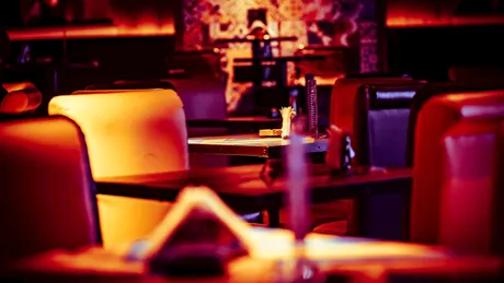 Interior of cabaret dinner place in Paris, France