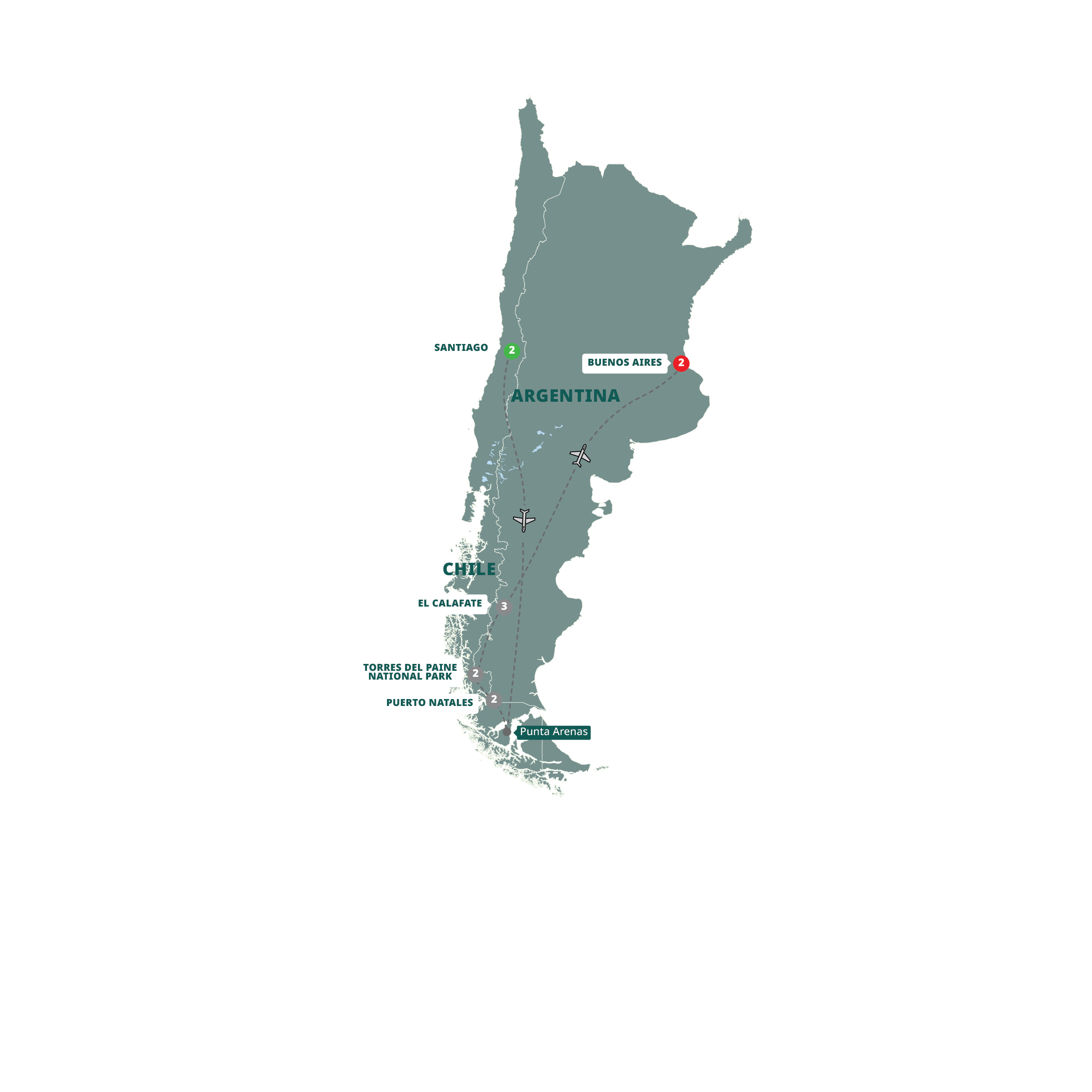 Map Heart Of Patagonai Guided Tour ZPAT 27