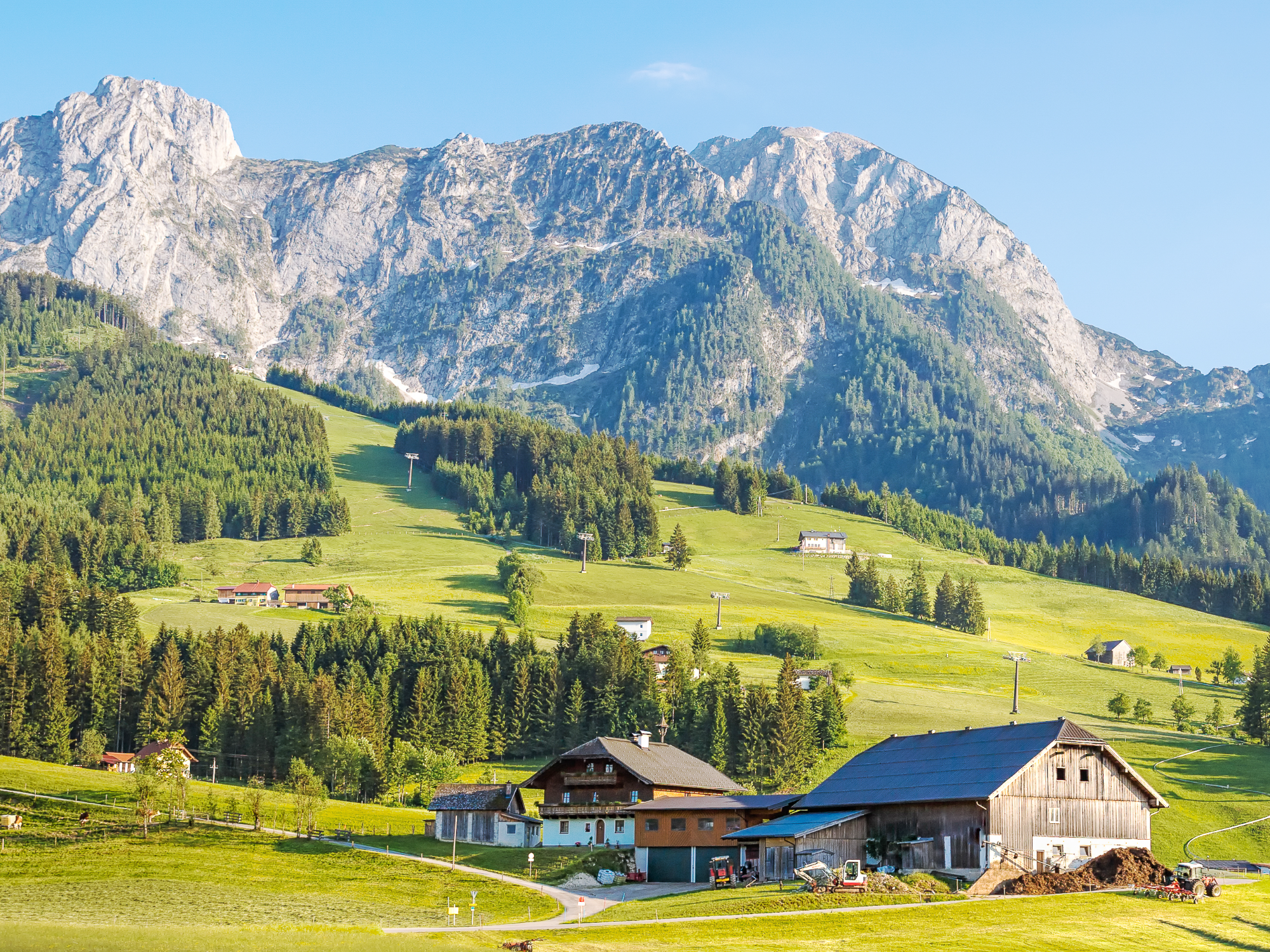 Houses situated among the mountains and nature in Austria