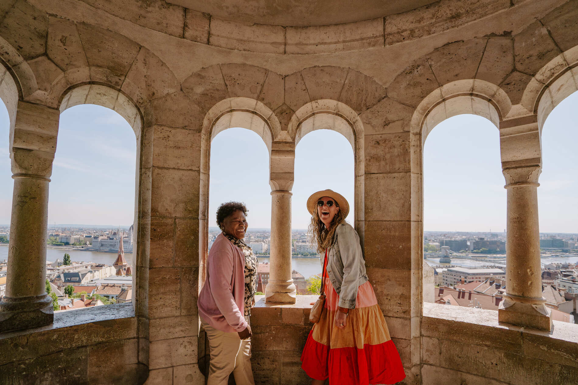 Nelly and Briony sightseeing in Budapest, Hungary