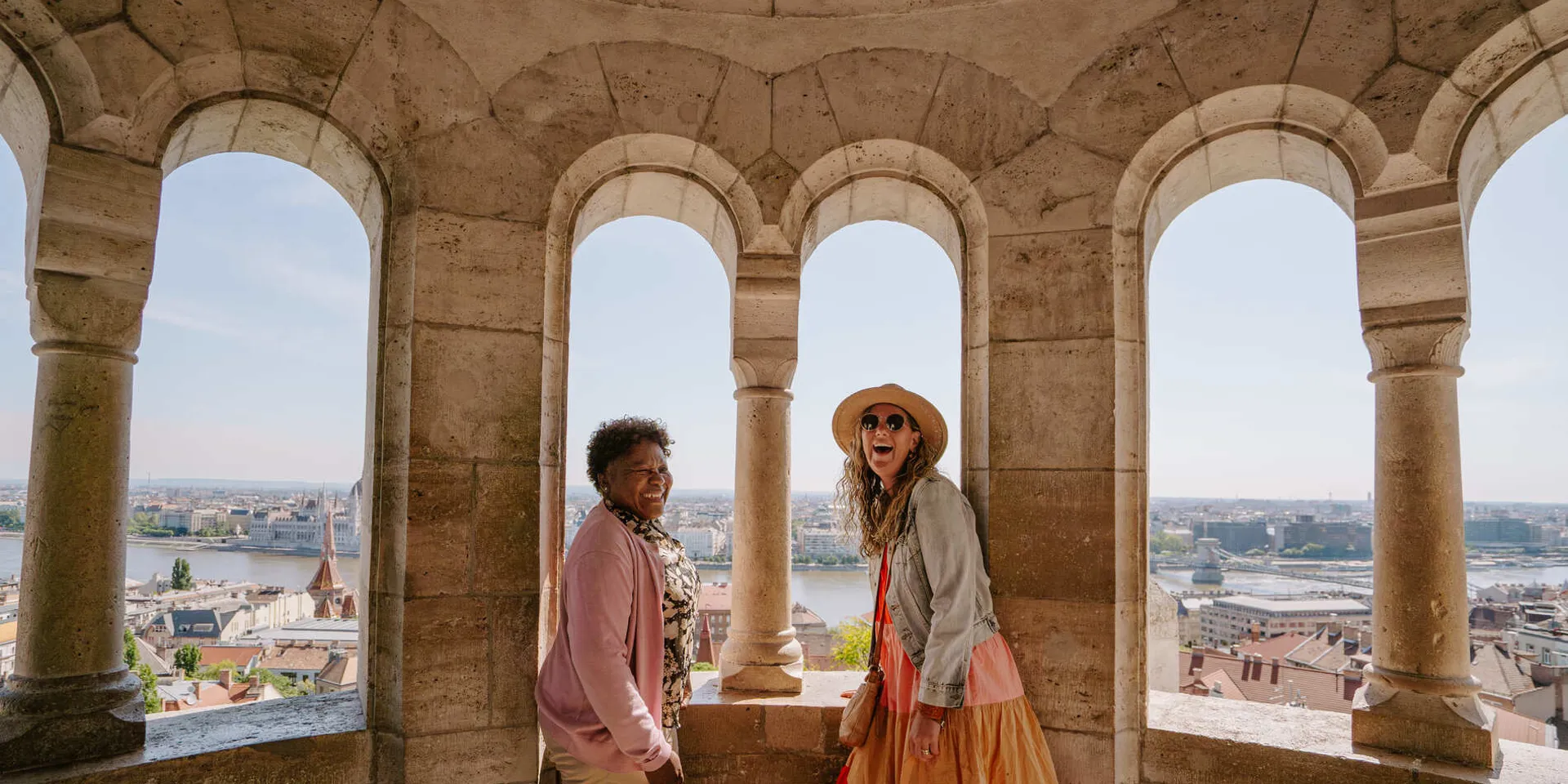 Nelly and Briony sightseeing in Budapest, Hungary