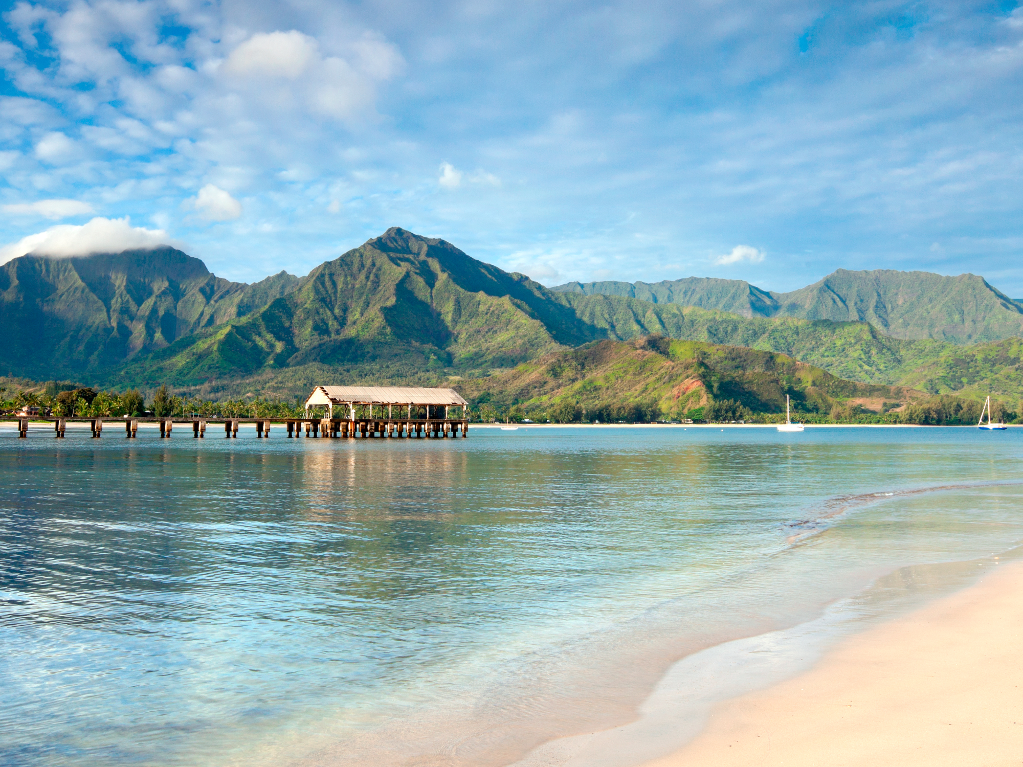 Wooden pier on a blue lake