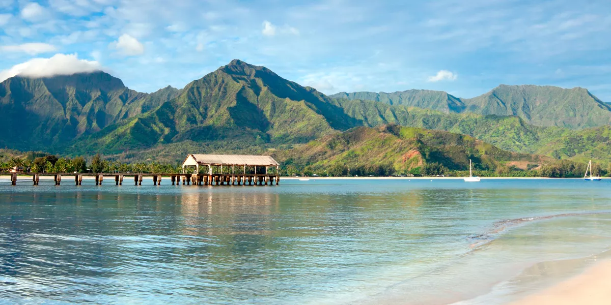 Wooden pier on a blue lake