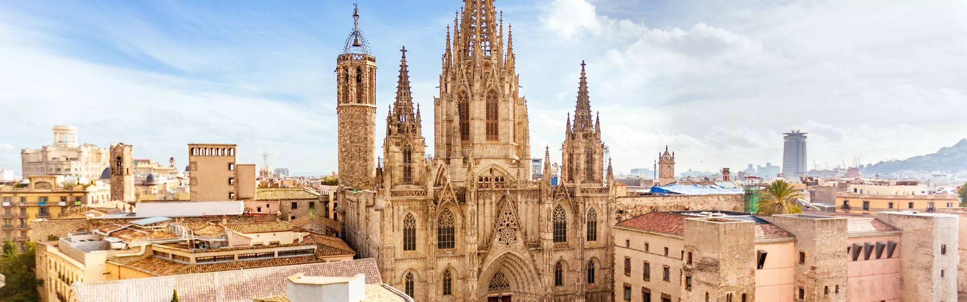 Barcelona skyline with Barcelona Cathedral
