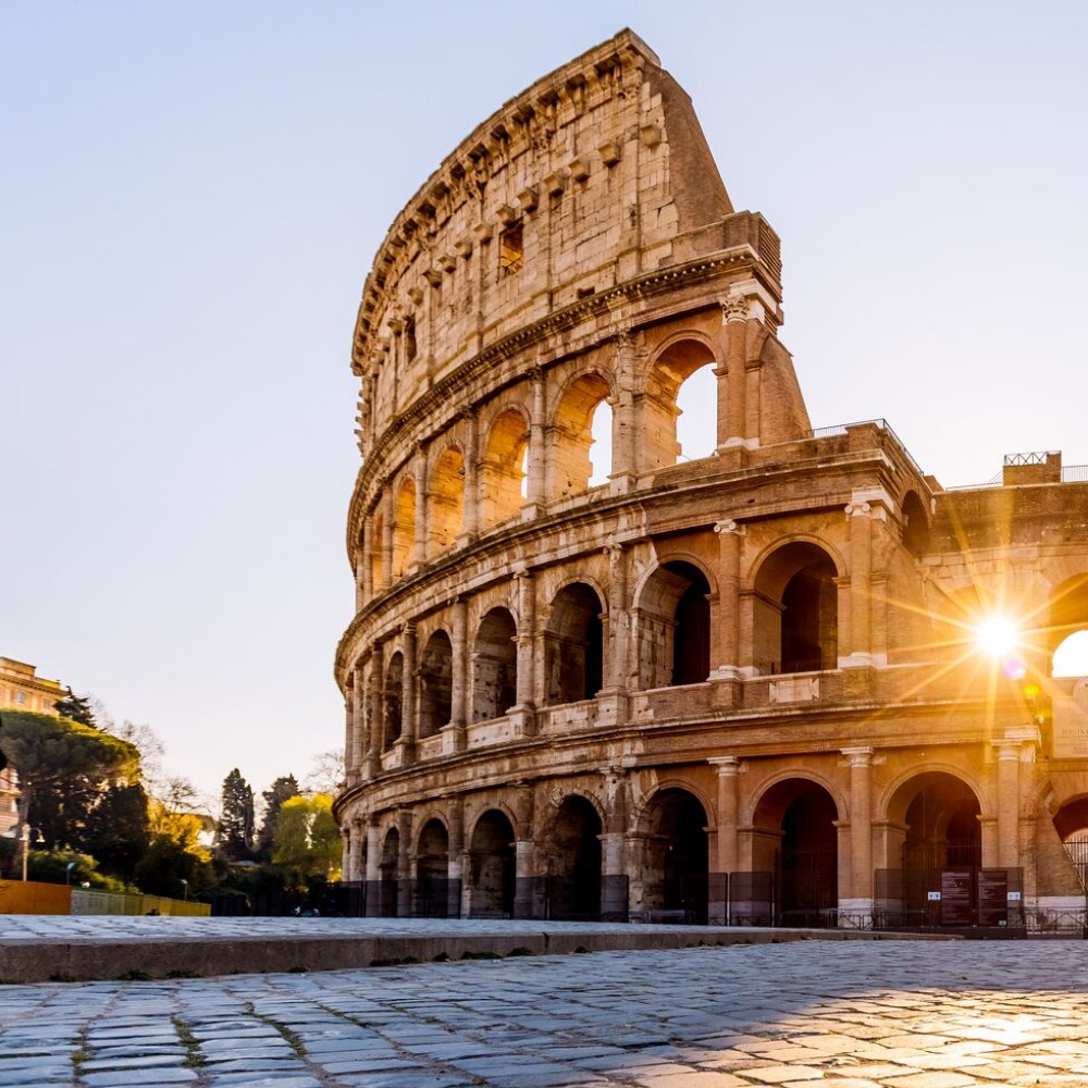 Sunset at Colloseum in Rome, Italy