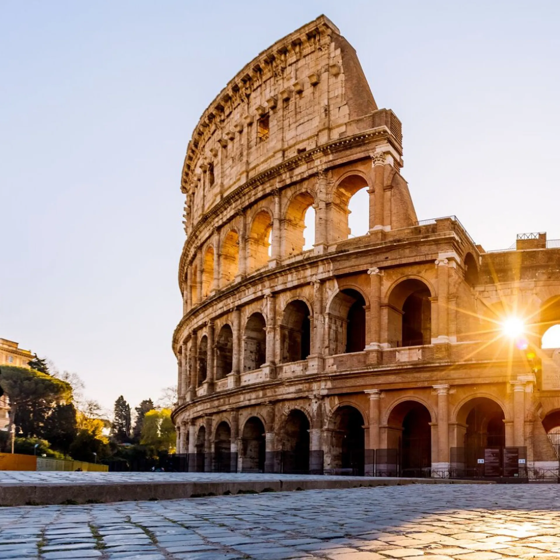 Sunset at Colloseum in Rome, Italy
