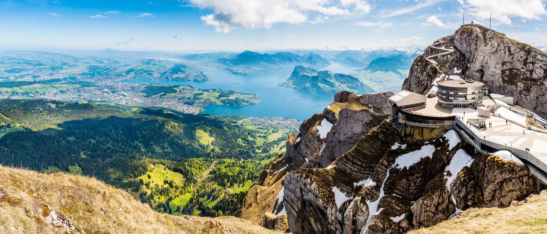 Pilatus Kulm Peak Over Lake Lucerne Switzerland Europe