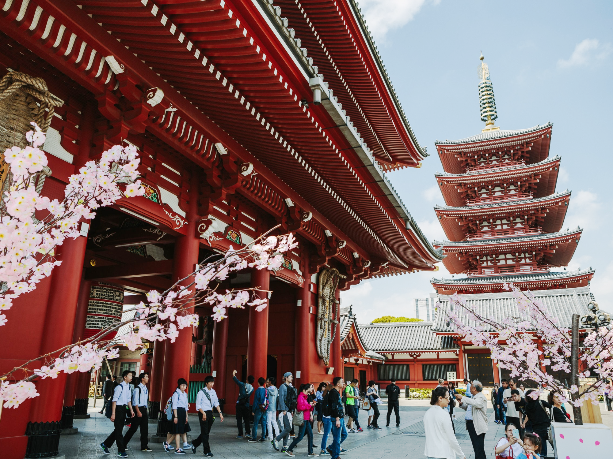 Japanese wooden temple and tower